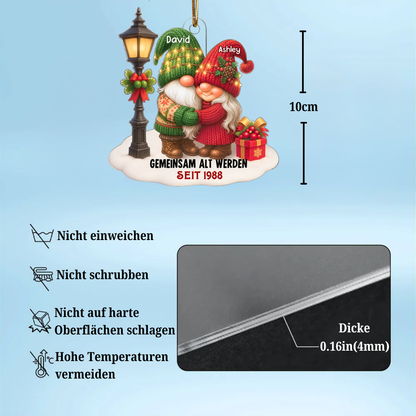 Gemeinsam alt werden-Personlisierter Acrylanhänger mit Zwergenpaar Christbaumschmuck für Paar