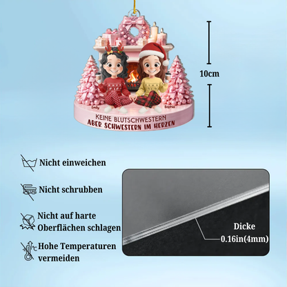 Beste Freundinnen am Kamin Personalisierter Acrylanhänger mit 2-5 Frauen Chrisbaumschmuck für Freunde