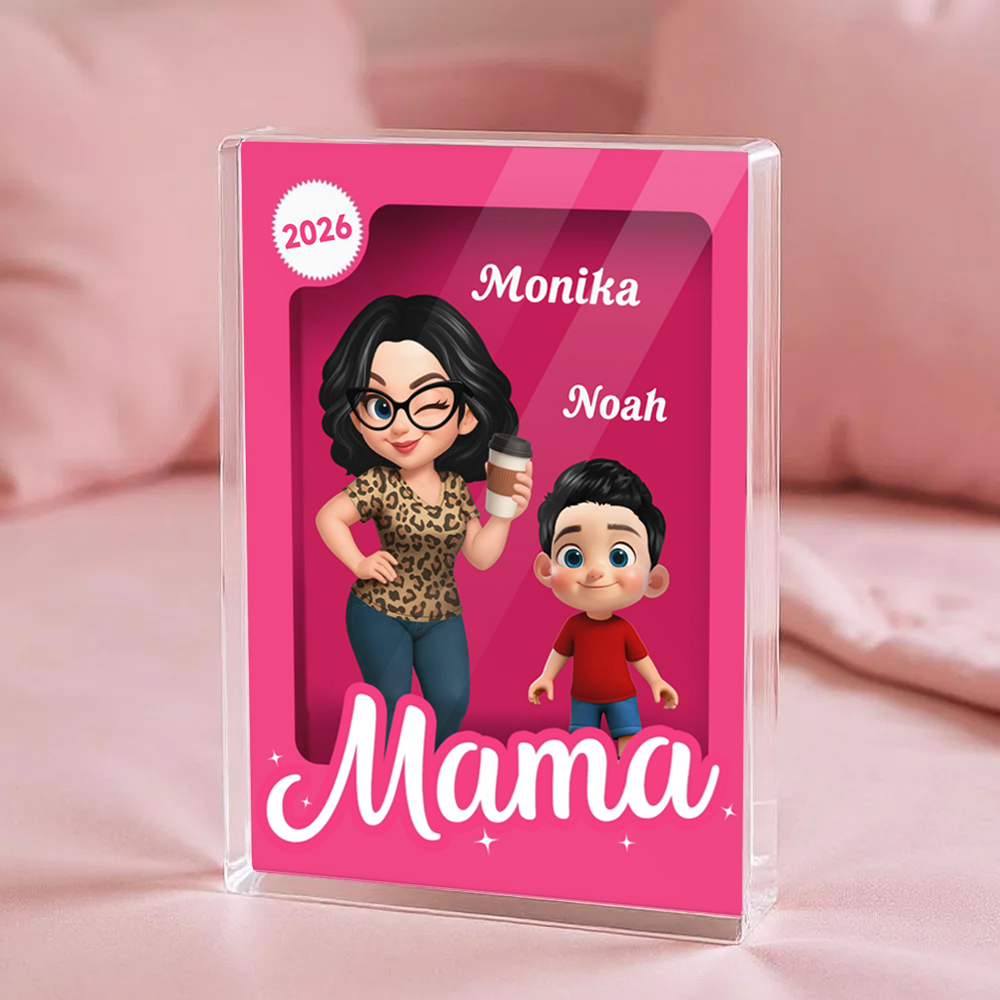 Frau und Kinder-Personalisierter Acrylblock mit eine Frau und 1-5 Kinder Geschenk für Mama und Oma