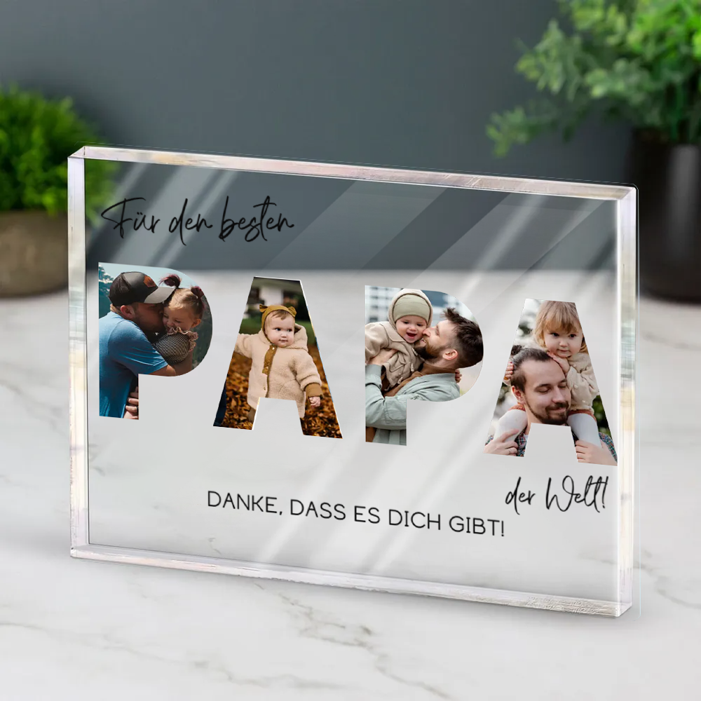 Für den besten Papa der Welt-Acrylblock mit Fotos und Text Geschenk für Vater