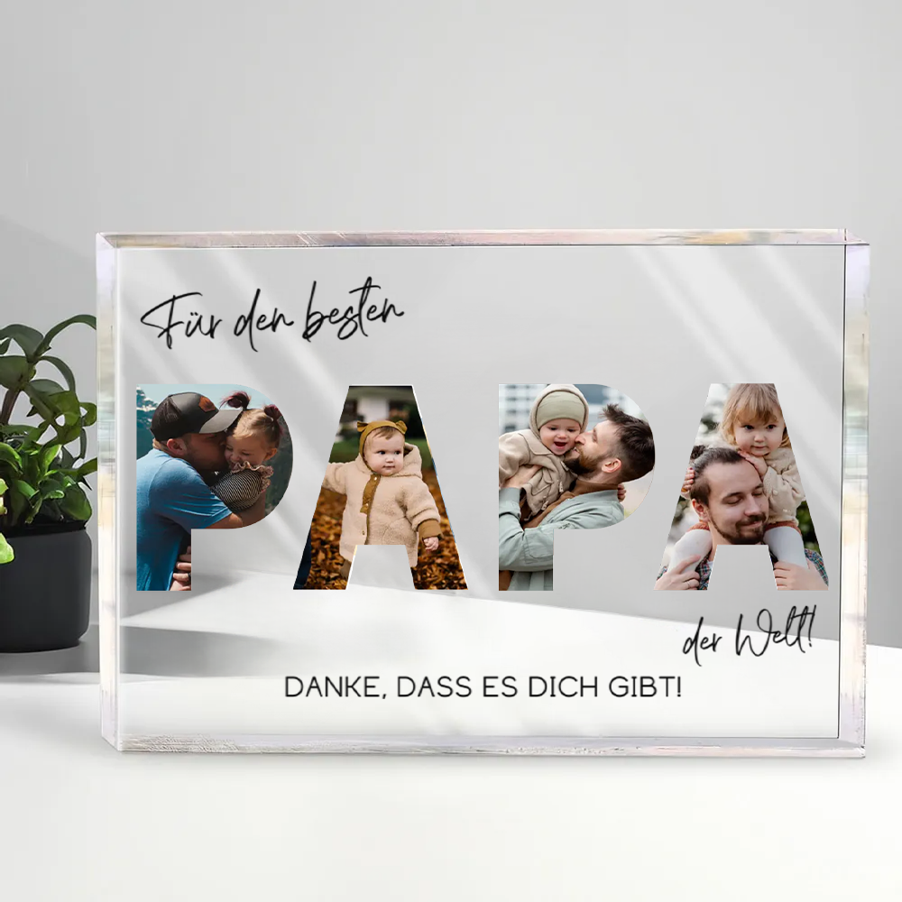 Für den besten Papa der Welt-Acrylblock mit Fotos und Text Geschenk für Vater