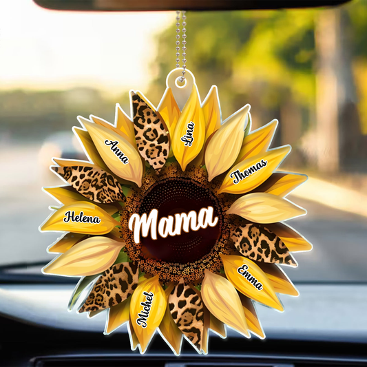 Sonnenblume – Personalisierter Acryl-Autoanhänger