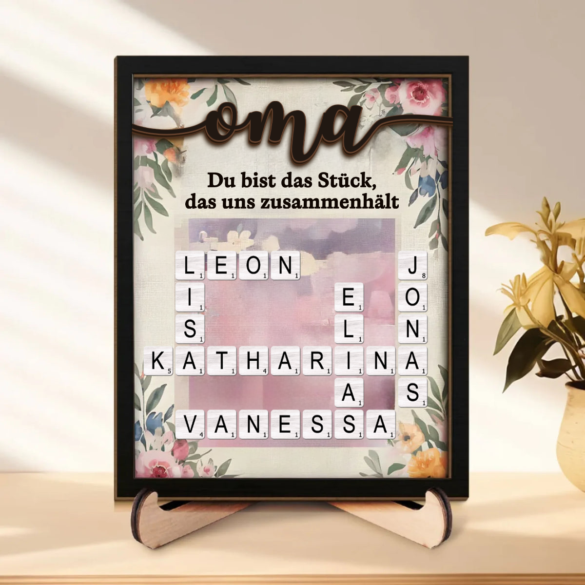 Kreuzworträtsel Personalisierte Holzplakette Geschenk für Familie