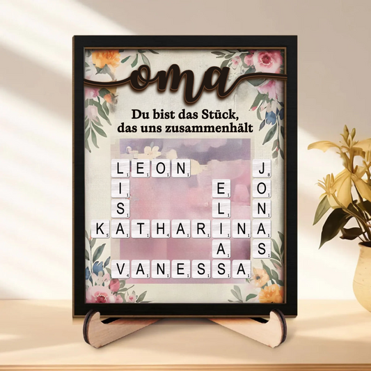 Kreuzworträtsel Personalisierte Holzplakette Geschenk für Familie