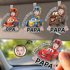 Kind und Niedliche Rennwagen-Sonnenblendenclip mit Foto "Fahr Vorsichtig, Papa"