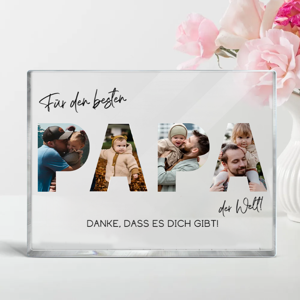 Für den besten Papa der Welt-Acrylblock mit Fotos und Text Geschenk für Vater