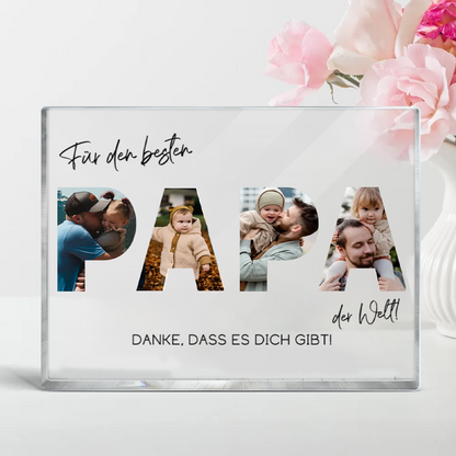 Für den besten Papa der Welt-Acrylblock mit Fotos und Text Geschenk für Vater