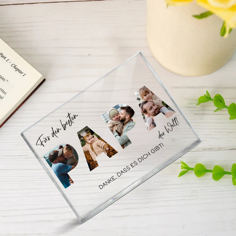 Für den besten Papa der Welt-Acrylblock mit Fotos und Text Geschenk für Vater