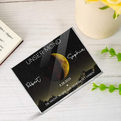 Unser Mond-Personaliserter Acrylblock mit goldenem Mond Geschenk für Paar