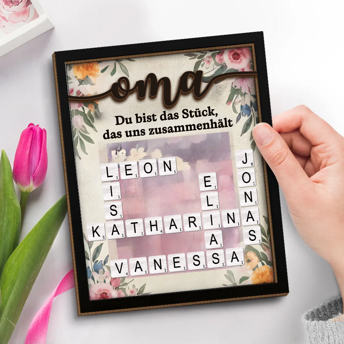 Kreuzworträtsel Personalisierte Holzplakette Geschenk für Familie