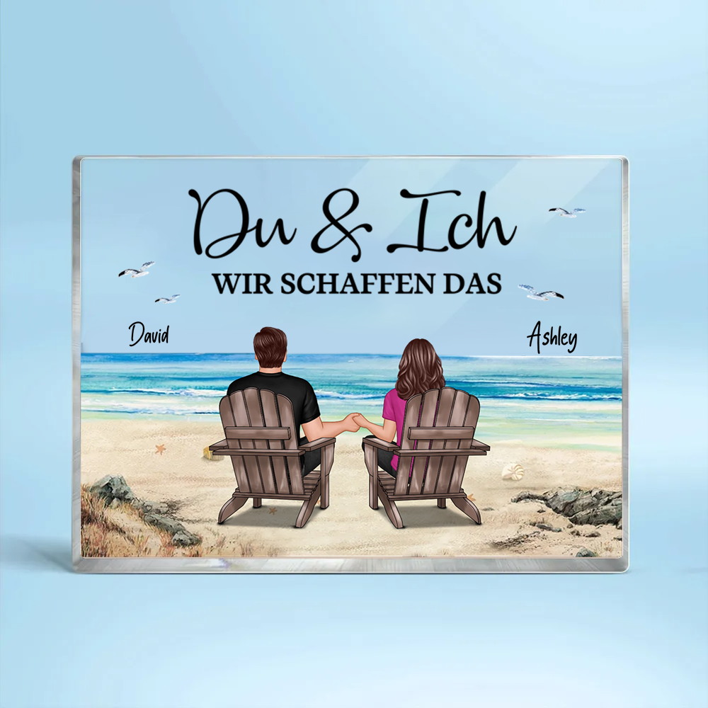 Paar am Meer - Acrylblock mit 2 Personen und Text Geschenk für Paar