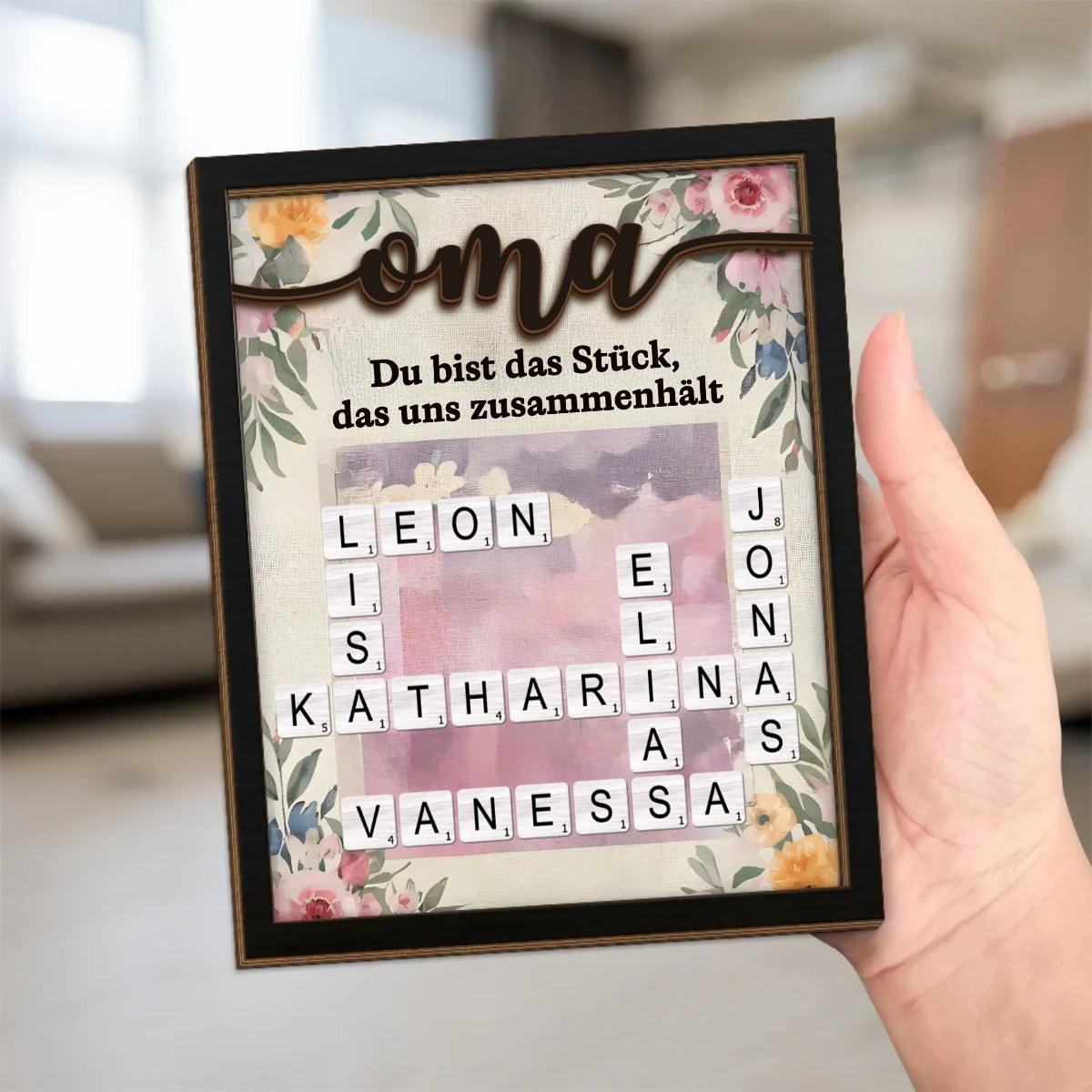 Kreuzworträtsel Personalisierte Holzplakette Geschenk für Familie