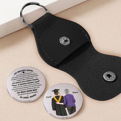 "An meinen Sohn" Taschenumarmung mit Spruch und Figuren Geschenk zum Abschluss