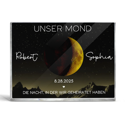 Unser Mond-Personaliserter Acrylblock mit goldenem Mond Geschenk für Paar