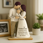 Eltern mit Baby - Personalisierter Holzaufsteller mit Gravur Geschenk für frischgebackene Papa und Mama