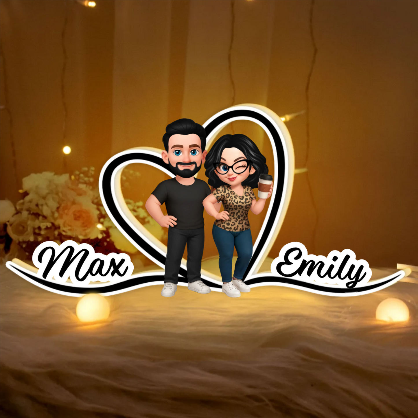 Personalisierte LED-Lichtbox mit Paar und Namen Geschenk für Paar