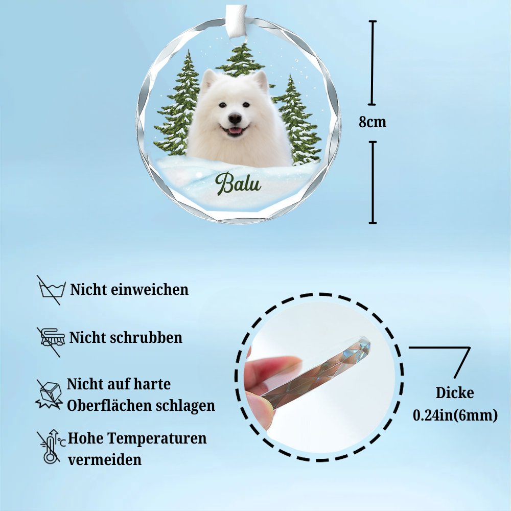 Personalisiertes Glasornament mit Foto Weihnachtsgeschenk für Tierliebhaber