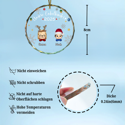 Enkelkinder - Personalisierter Glasanhänger Christbaumschmuk für Opa und Oma