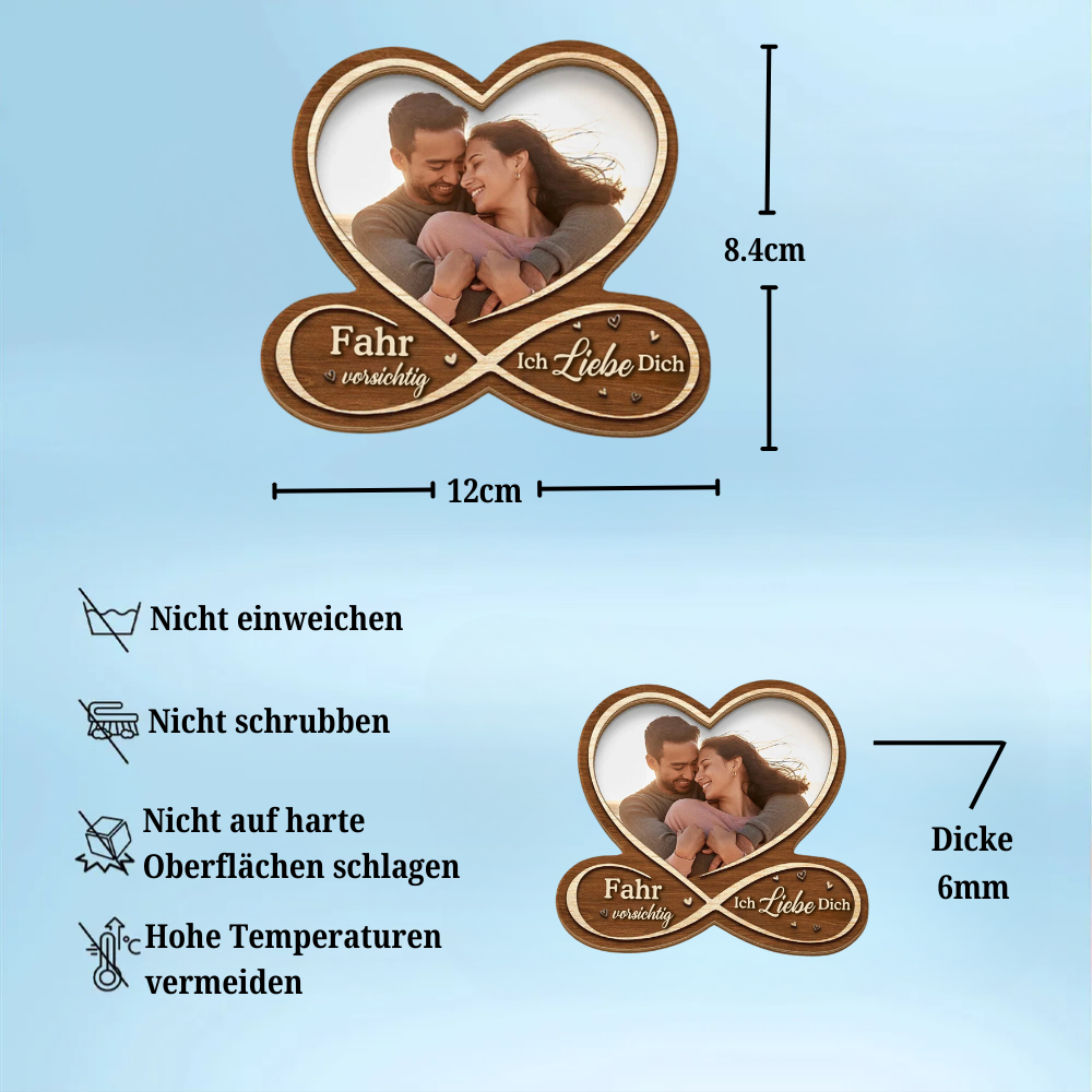 Fahr Vorsichtig - Personalisierter Sonnenblendenclip mit Foto für Paare