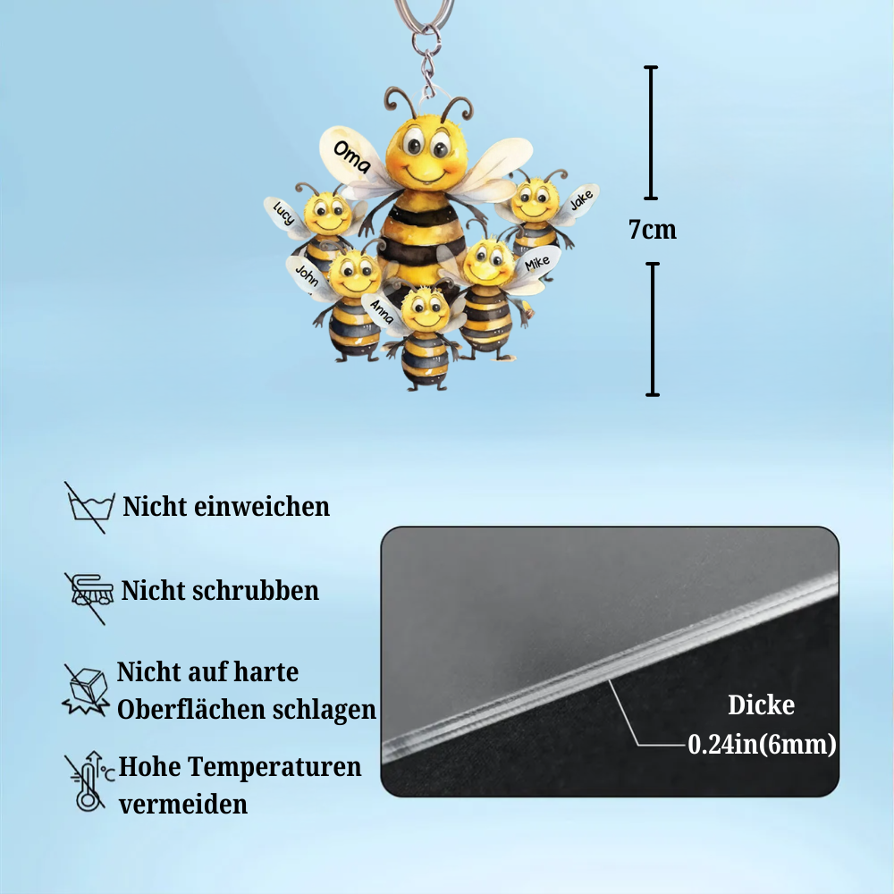 Bienen Familie- Acryl Schlüsselanhänger mit Beidseitigendruck für Mama und Oma