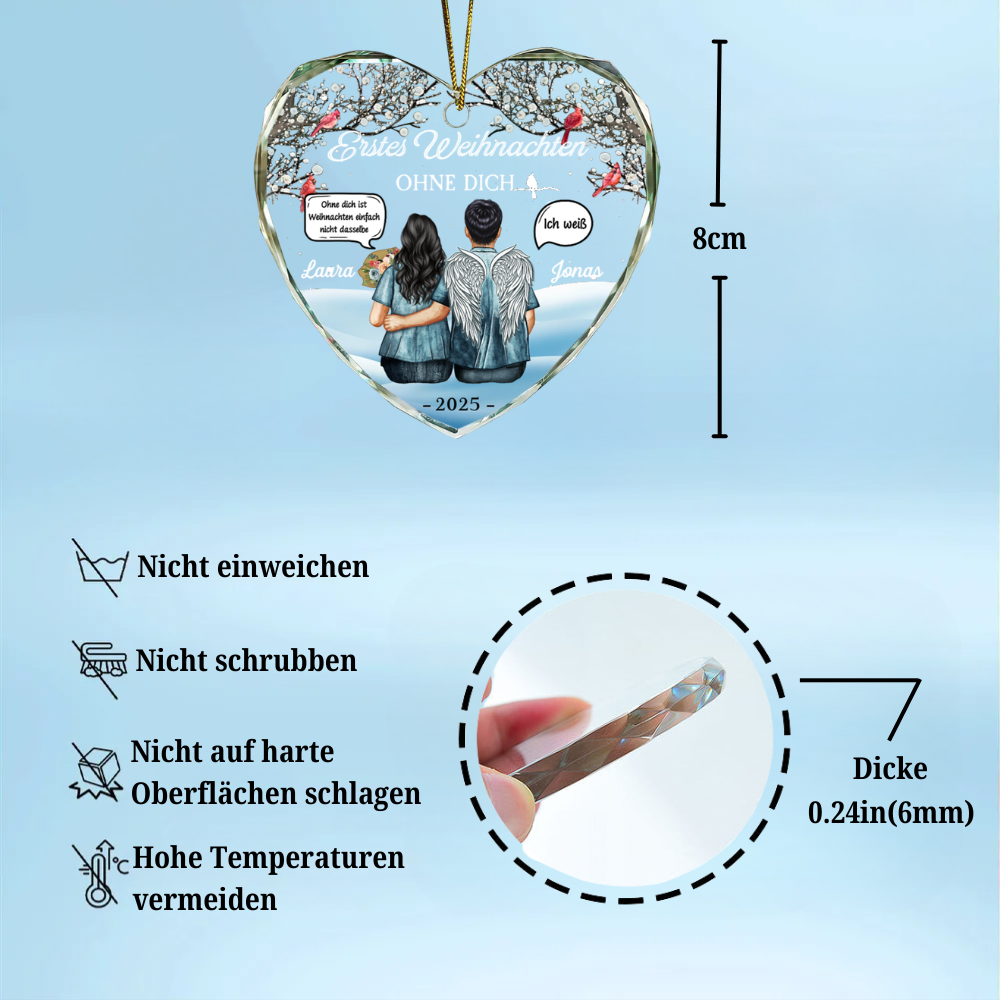 Erstes Weihnachten ohne Dich-Personalisiertes Glasornament Christbaumanhänger Trauergeschenk