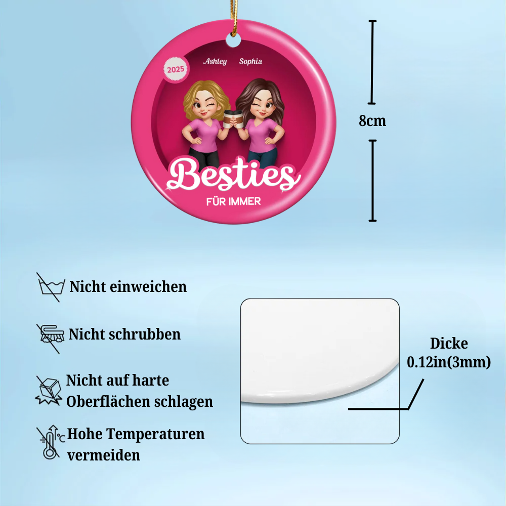 Keramikornament mit 2-6 Frauen personalisiert Christbaumschmuck für Schwester und beste Freundinnen