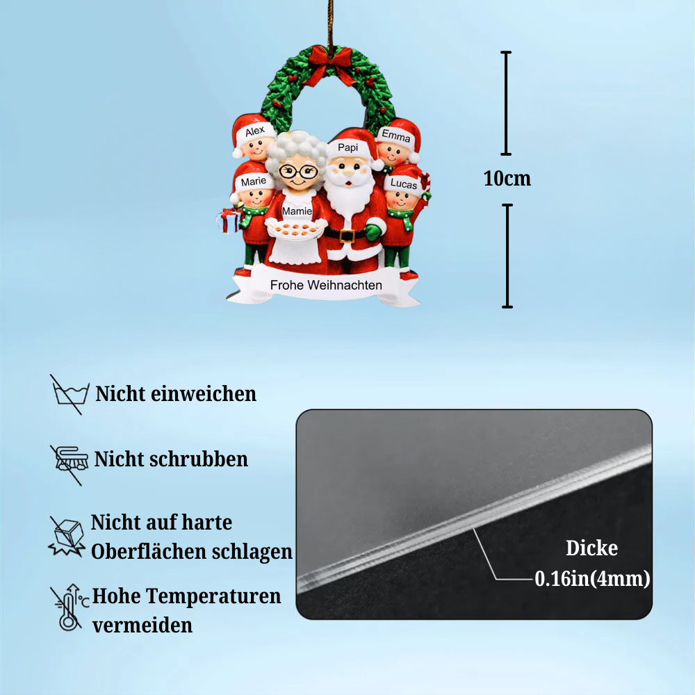 Personalisierte Weihnachtsdekoration mit 3- 9 Namen Weihnachtsmann und Frau Claus Aus hochwertigem Acryl