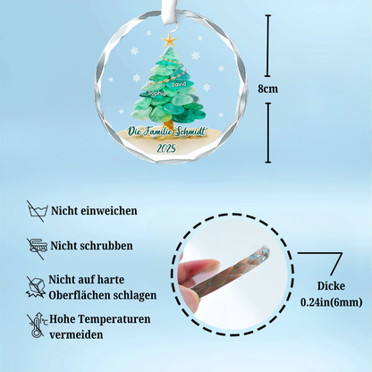 Personalisiertes Glasornament mit Meerglasmotiv Christbaumschmuck mit Tannenbaummotiv