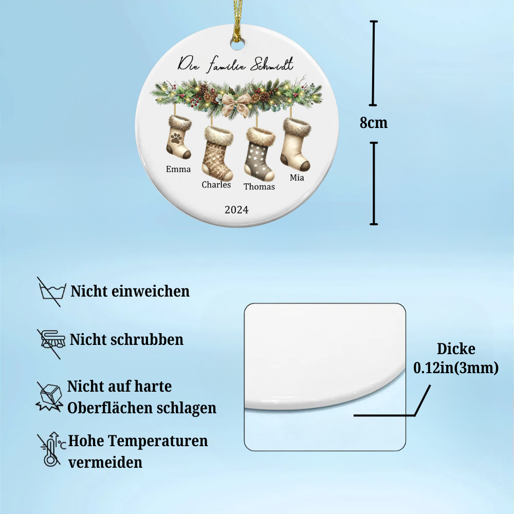 Keramik Christbaumschmuck mit Socken