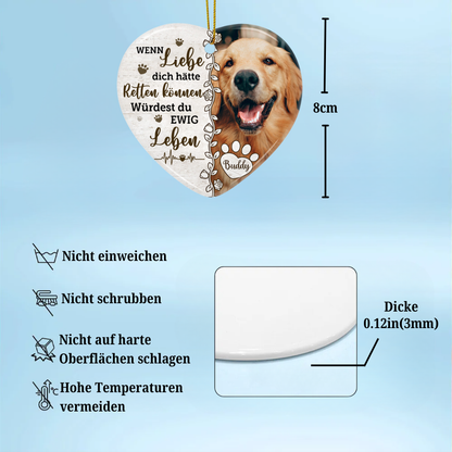 Personalisierter Herz-Keramik-Anhänger Christbaumschmuck mit Foto Trauergeshenk für Haustier