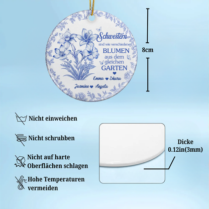Personalisierter Keramikanhänger mit Geburtsblumen – Für Schwestern & Beste Freundinnen