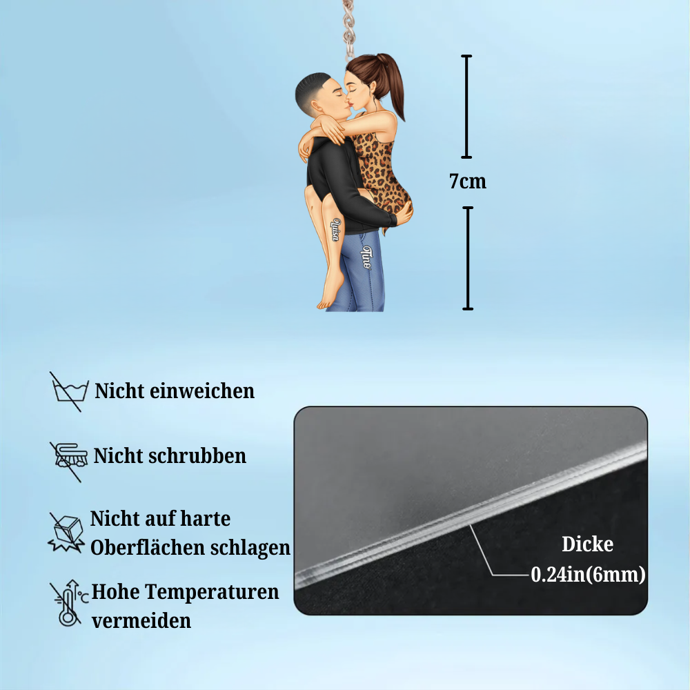 Paar küssen - Jahrestag Geschenk für Paare - Personalisierte Acryl Schlüsselanhänger