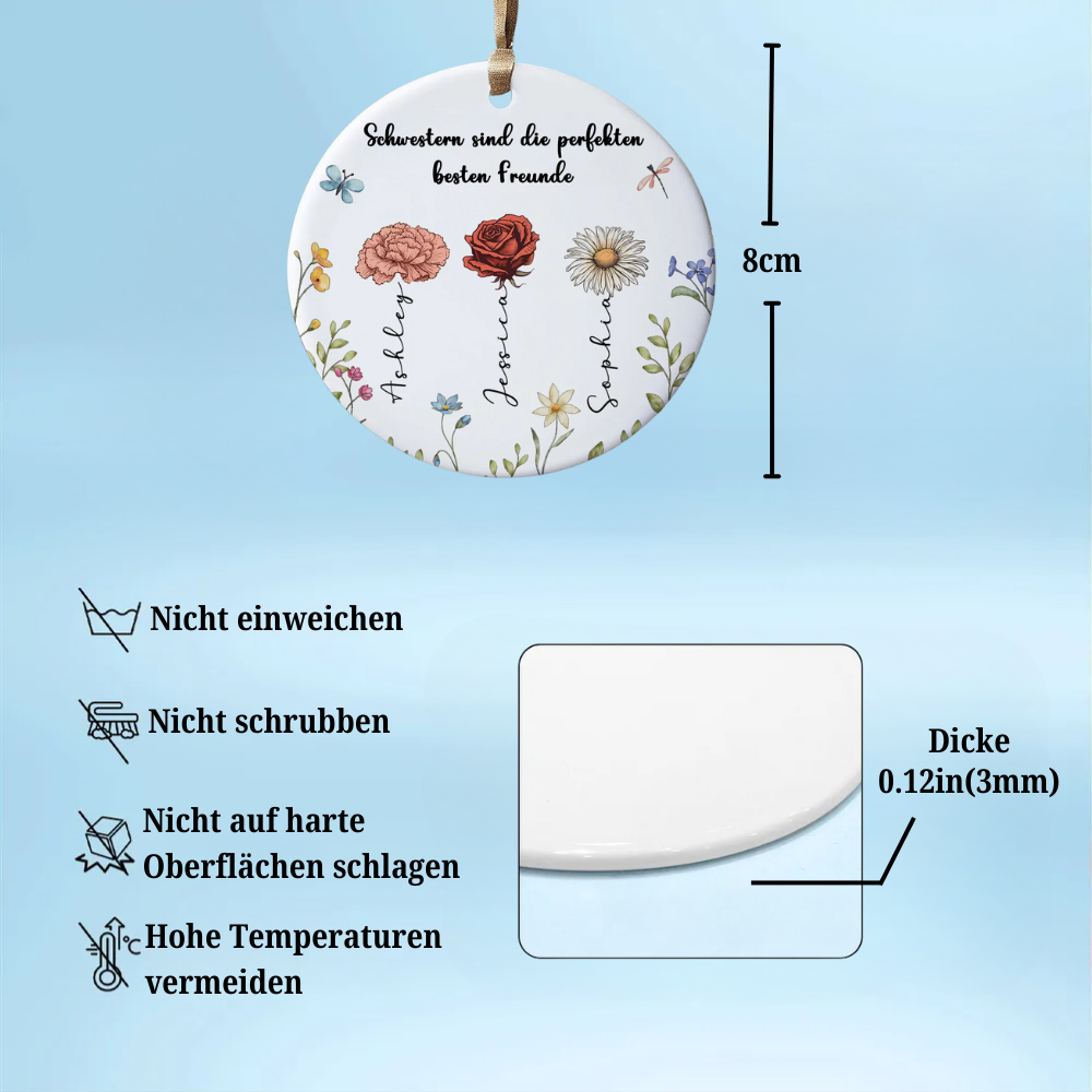 Personalisierte Keramik Ornament Geschenk für Schwestern und Beste Freundinen