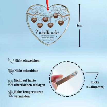 Stammbaum mit Namen und Text Personalisierter Glasanhänger Christbaumschmuck