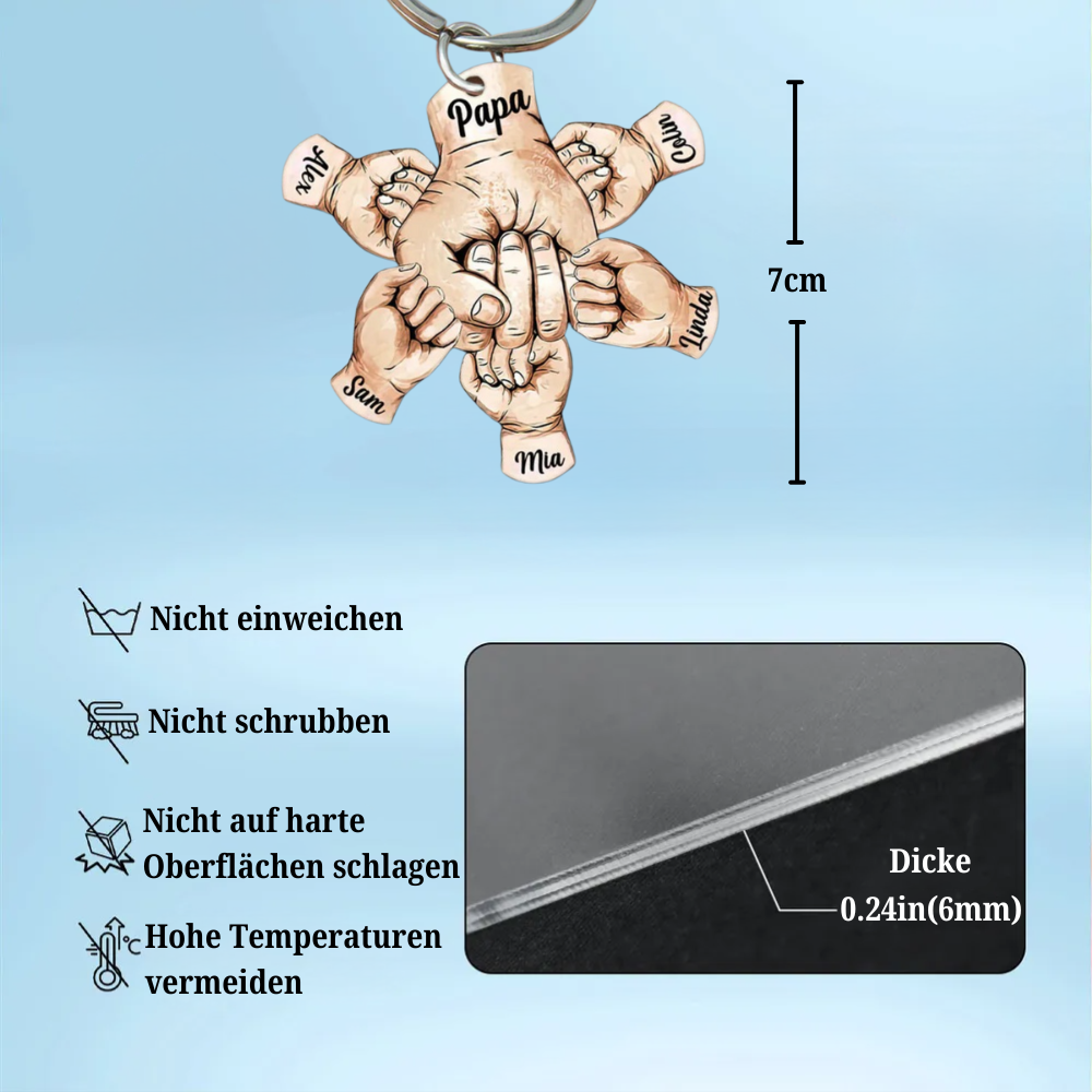 Fäuste Schlüsselanhänger-Papa, Opa, Mama und Oma mit 2-8 Namen