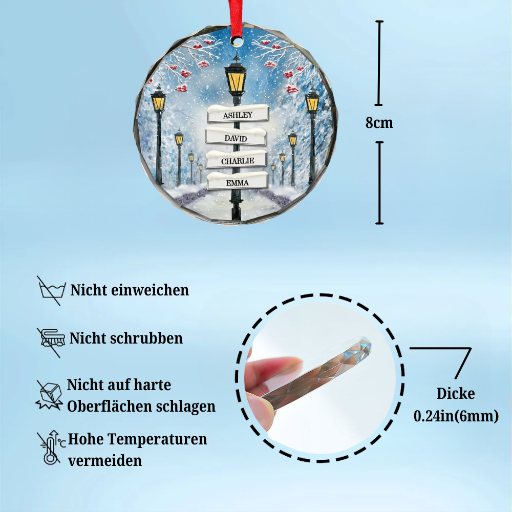 Personalisierter Weihnachtsanhänger „Schneelaternen-Familienweg“