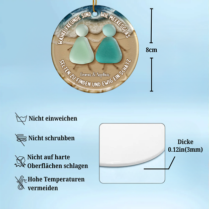 Personalisiertes Keramikornament mit Meerglas Christbaumschmuck für Freunde und beste Freundin