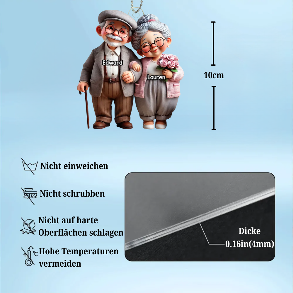 Älteres Paar Autoanhänger aus Acryl Geschenk für Paar und Großeltern