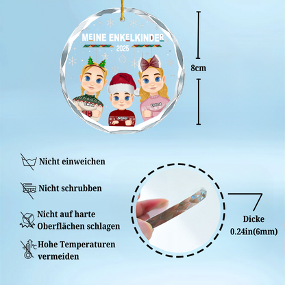 Personalisierter Glasanhänger mit 1-10 Kinder Christbaumschmuck für Oma und Opa