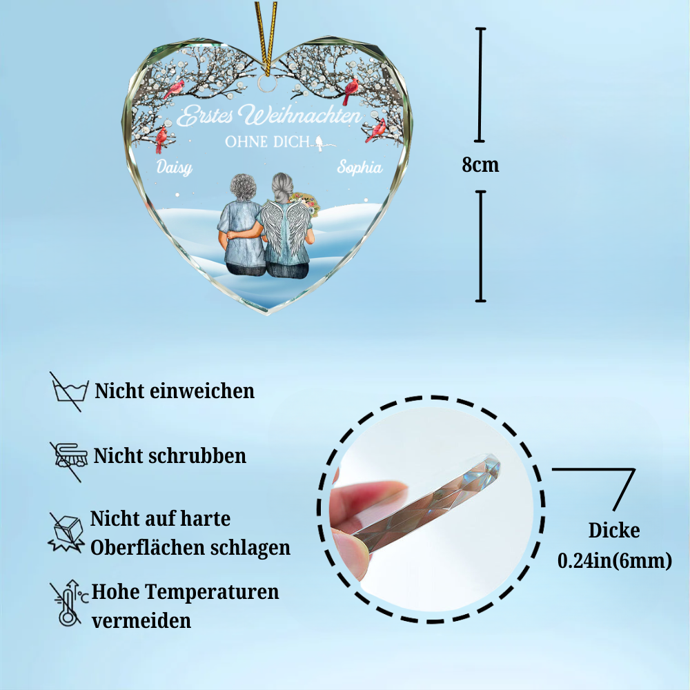 Weihnachten ohne Dich -  Glasornament Personalisierter Christbaumanhänger zur Trauer
