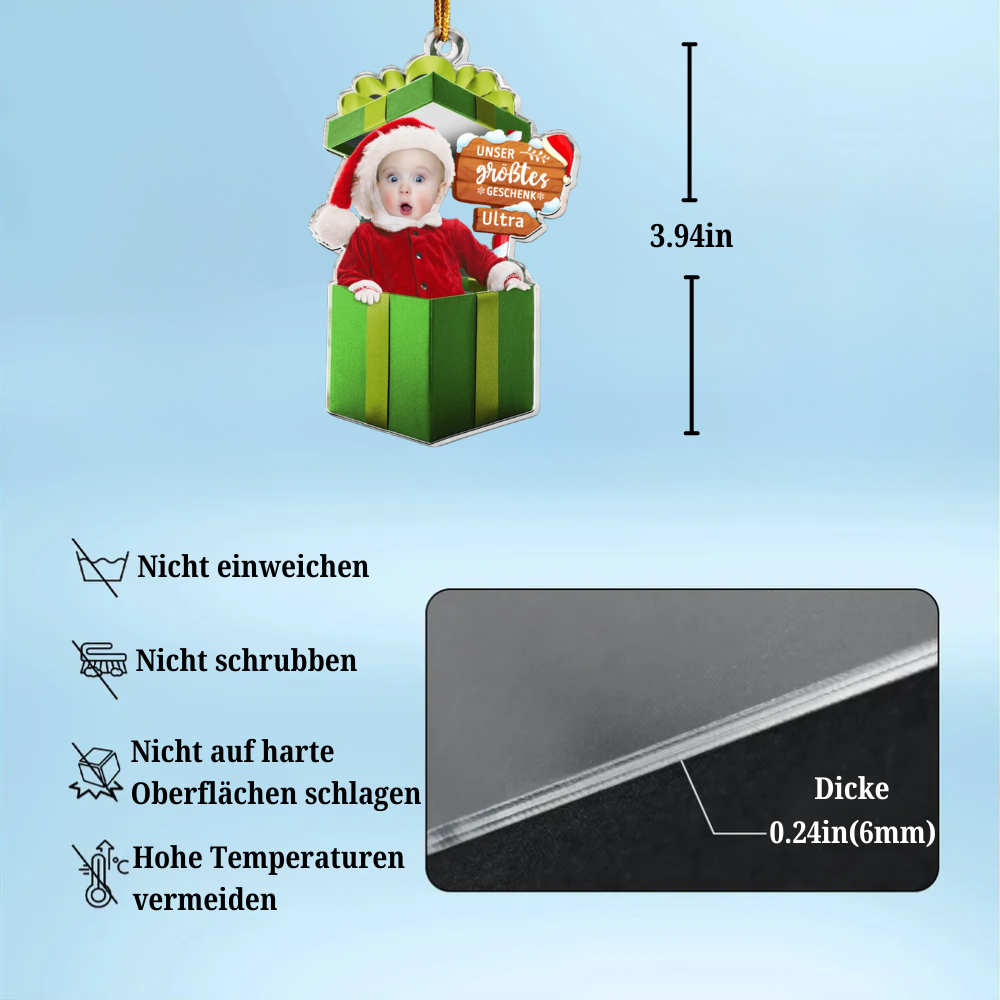 Baby Geschenk-Foto Acryl Christbaumschmuck Weihnachtsanhänger