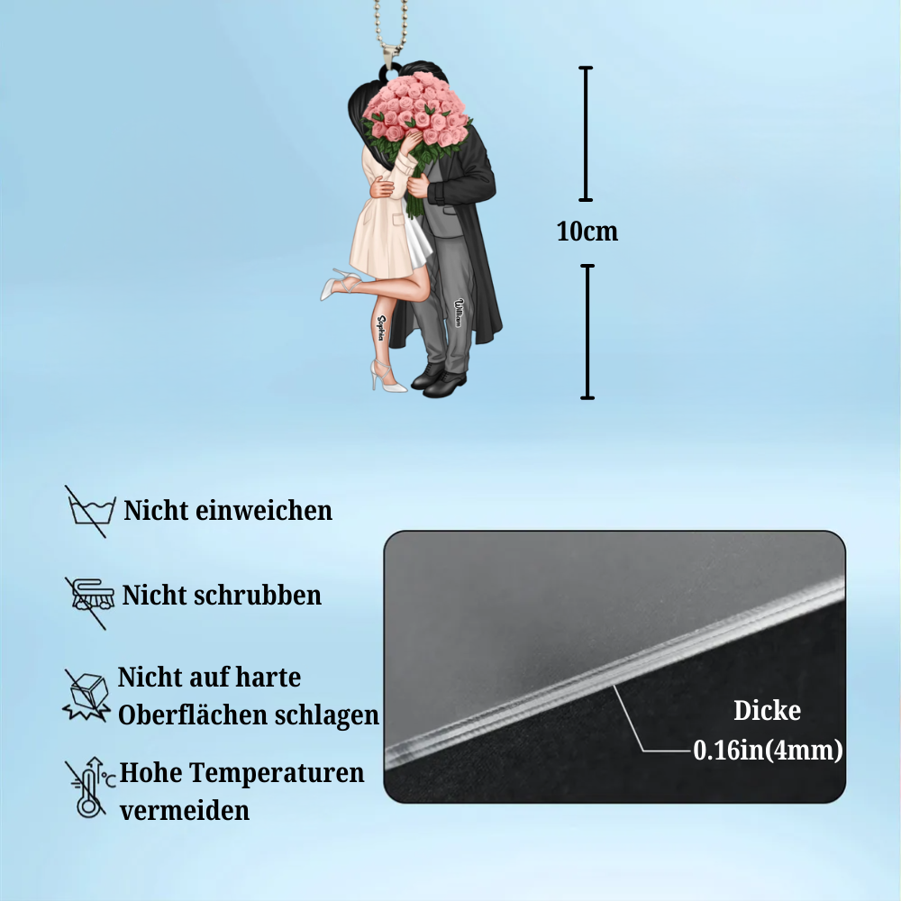 Paar mit Rosenstrauß - Personalisierter Acrylanhänger