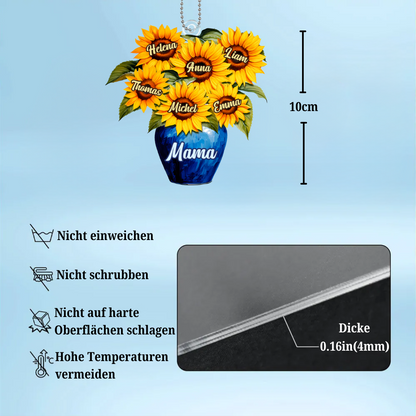 Sonnenblumen und Vase-Personalisierter Anhänger für Mama und Oma