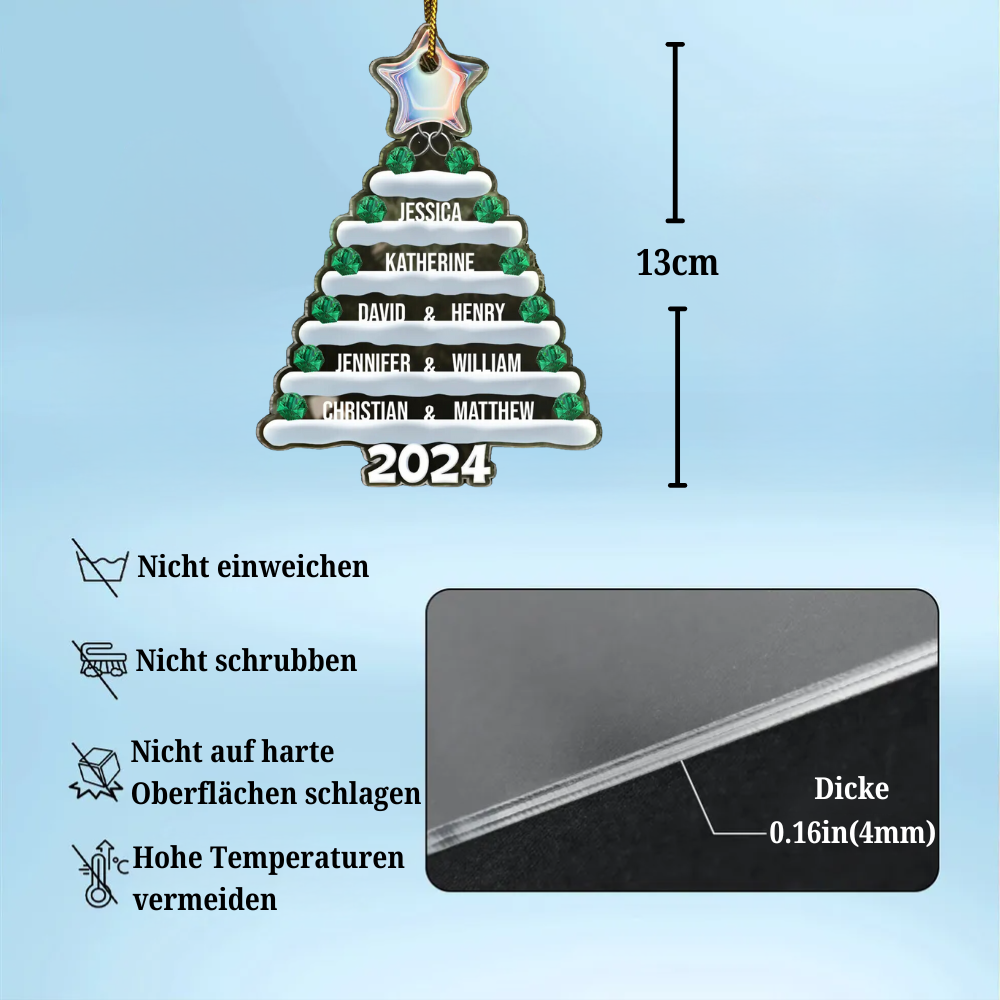 2024 Familienbaum-Christbaumschmuck mit 1-10 Namen Personalisiert