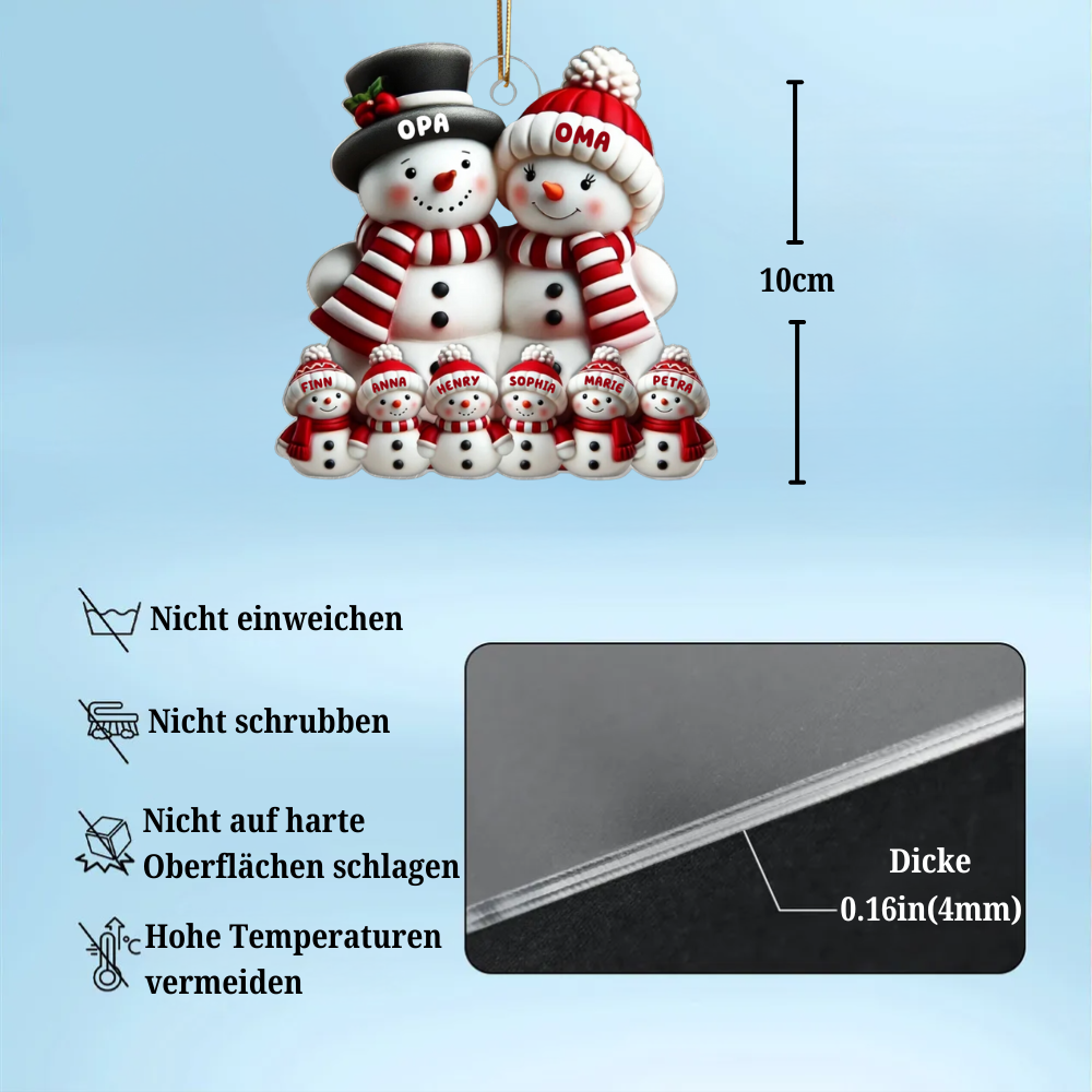 Schneemann-Familie Weihnachtsdeko – Personalisierter Acrylanhänger