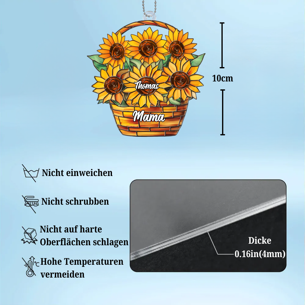 Sonnenblumen-Personalisierter Anhänger mit Namen