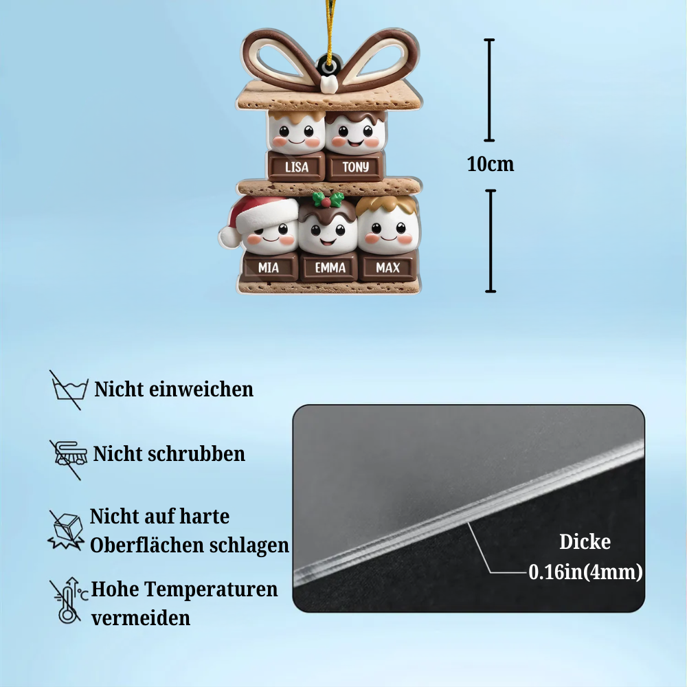 Personalisierter Weihnachtsanhänger „S’mores Familienfreude“