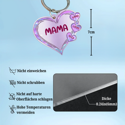 Herzen Personalisierte Schlüsselanhänger-Mama & Oma 2-11 Namen