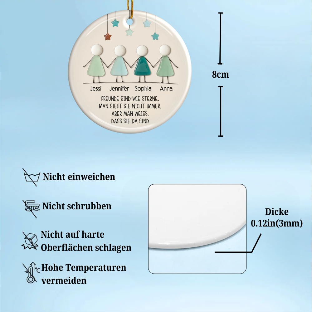 Personalisiertes Keramikornament mit Meerglasmotiv Christbaumschmuck für Freunde und beste Freundin