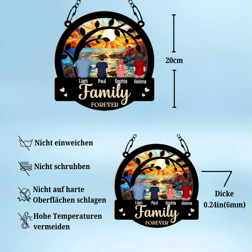 Familie für Immer-Personalisierte Acryl & Holz Fenster Sonnenfänger Ornament